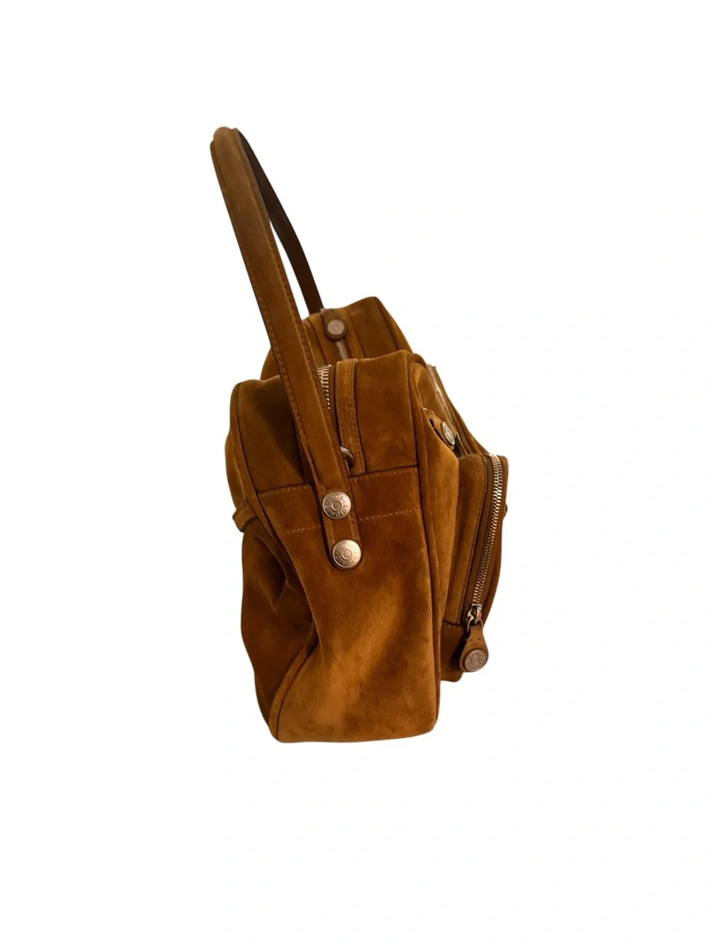 Acne Suede Messenger Bag in Warm Brown